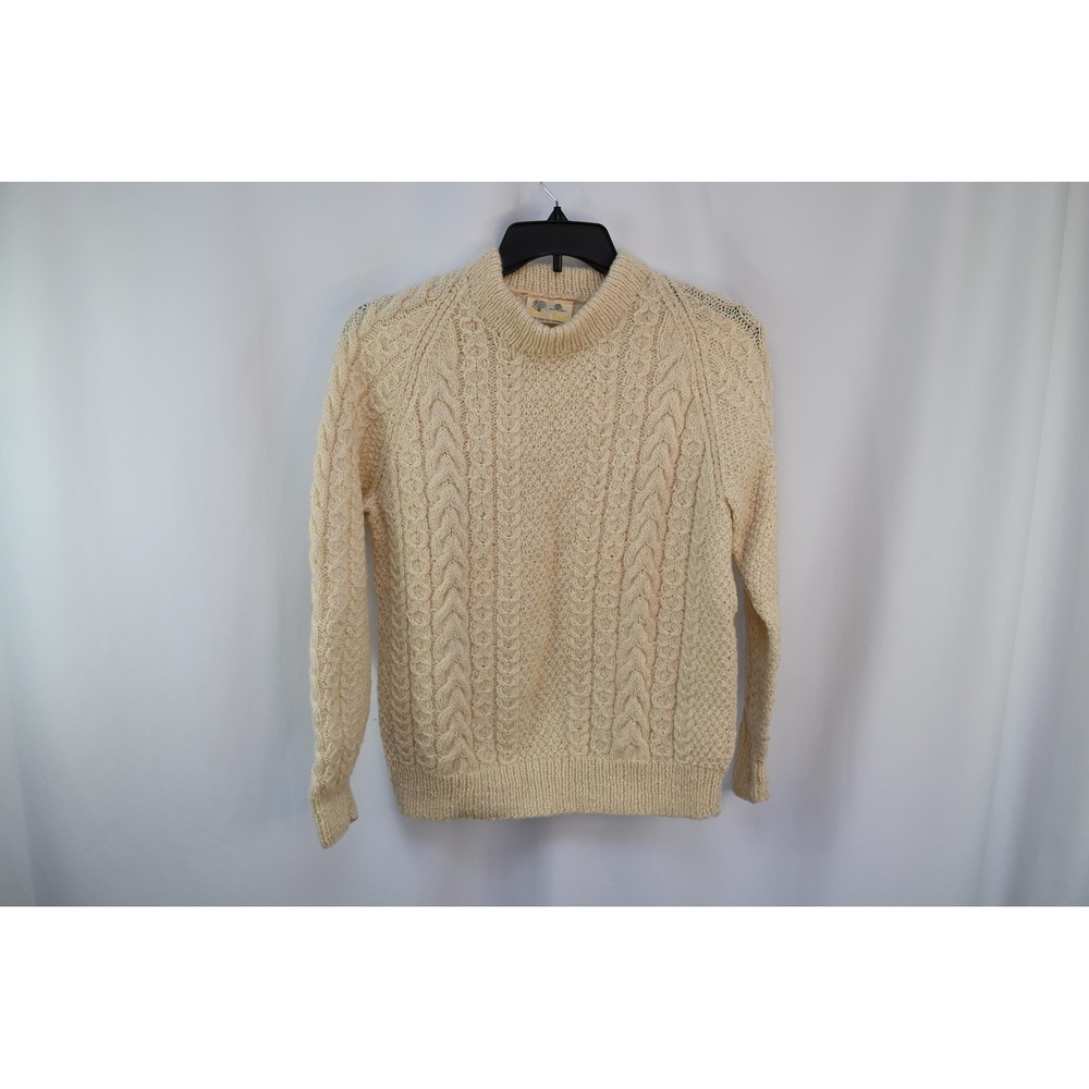 Vintage Keneila Kraft Pure New Wool Cream Cable Knit Sweater New Zealand Ivory